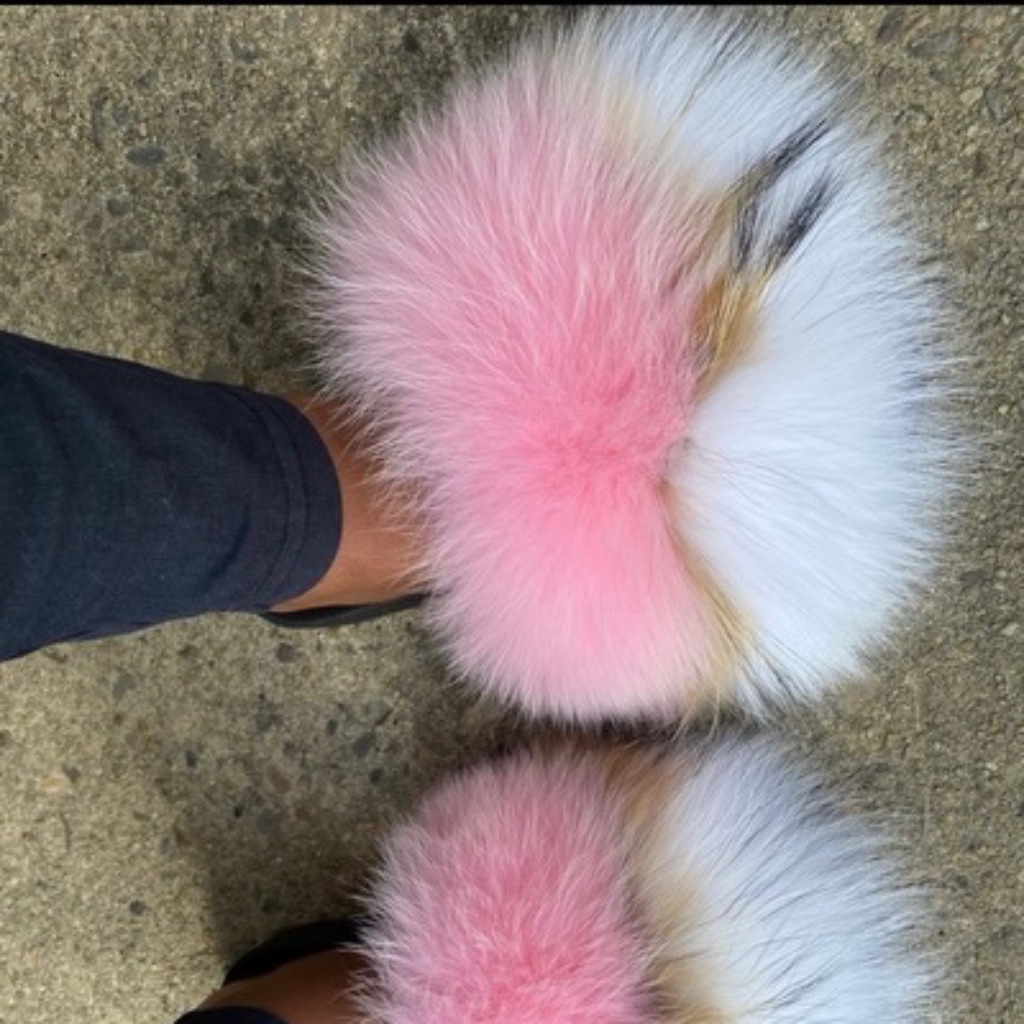 Pink Brown White Real Fur Slides Sizes Pink Brown White Real Fur Slides Sizes